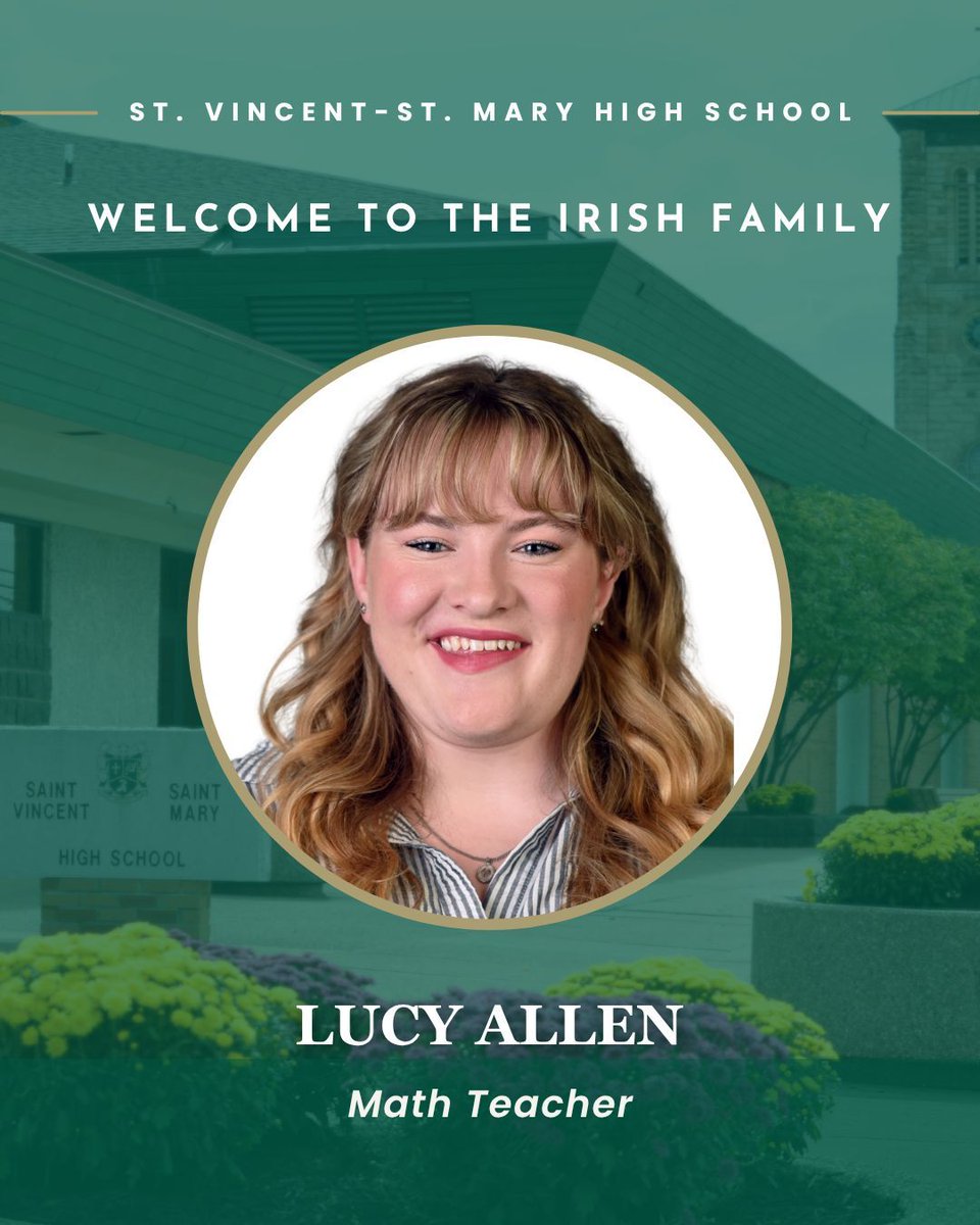 stvmirish's tweet photo. Welcome to the STVM Family, Lucy Allen! ☘️ 
Lucy joins our Math Department after completing a Fellowship teaching high school math at Montrose School in Boston. We are so excited to have her energy and dedication on our team.
#STVM #IrishPride #STVMFamily https://t.co/yq2hFsP67L