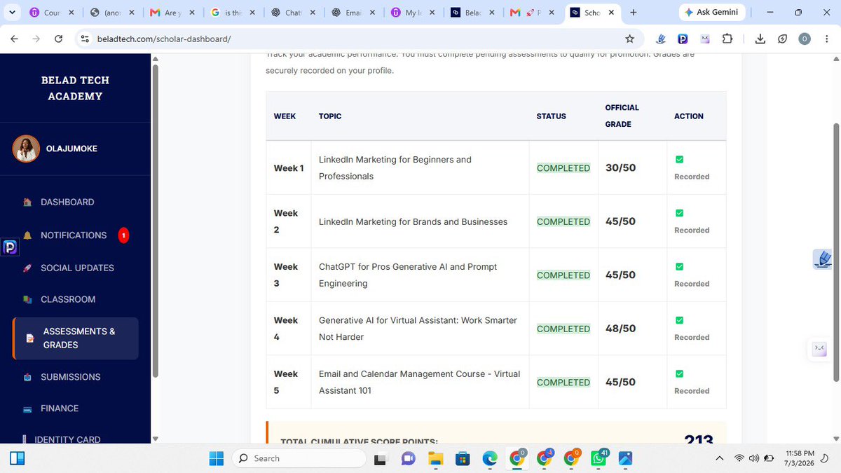 Olajumoke_Otus's tweet photo. Another milestone unlocked!

On Friday, I successfully completed my Week 5 quiz at @beladtechmedia and I couldn't be happier!

Every completed assessment reminds me that growth is a journey, not a destination. 

Seeing my progress motivates me to keep learning. https://t.co/kVE4EUmN3L
