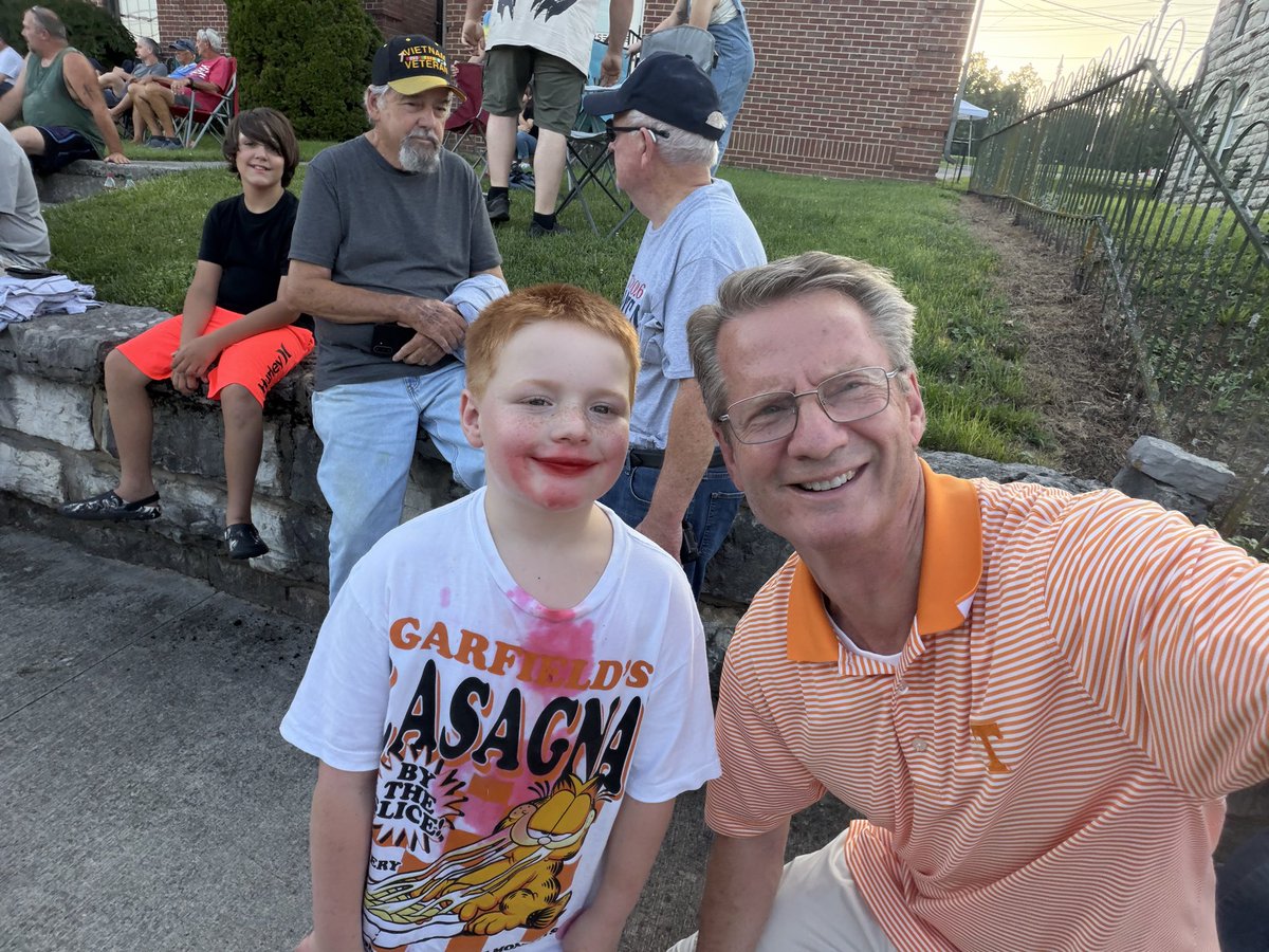 timburchett's tweet photo. This is my buddy Cullen. Guess which one of us won the Claiborne County Water melon eating contest? https://t.co/IPcFPGADgi