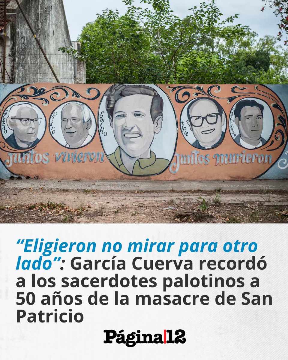 pagina12's tweet photo. El arzobispo de Buenos Aires, Jorge García Cuerva, presidió una misa en la parroquia de San Patricio en memoria y homenaje a los tres sacerdotes y dos seminaristas palotinos asesinados en 1976 por la dictadura militar.
https://t.co/qdV5W9tNXK https://t.co/njxUgGwdNC