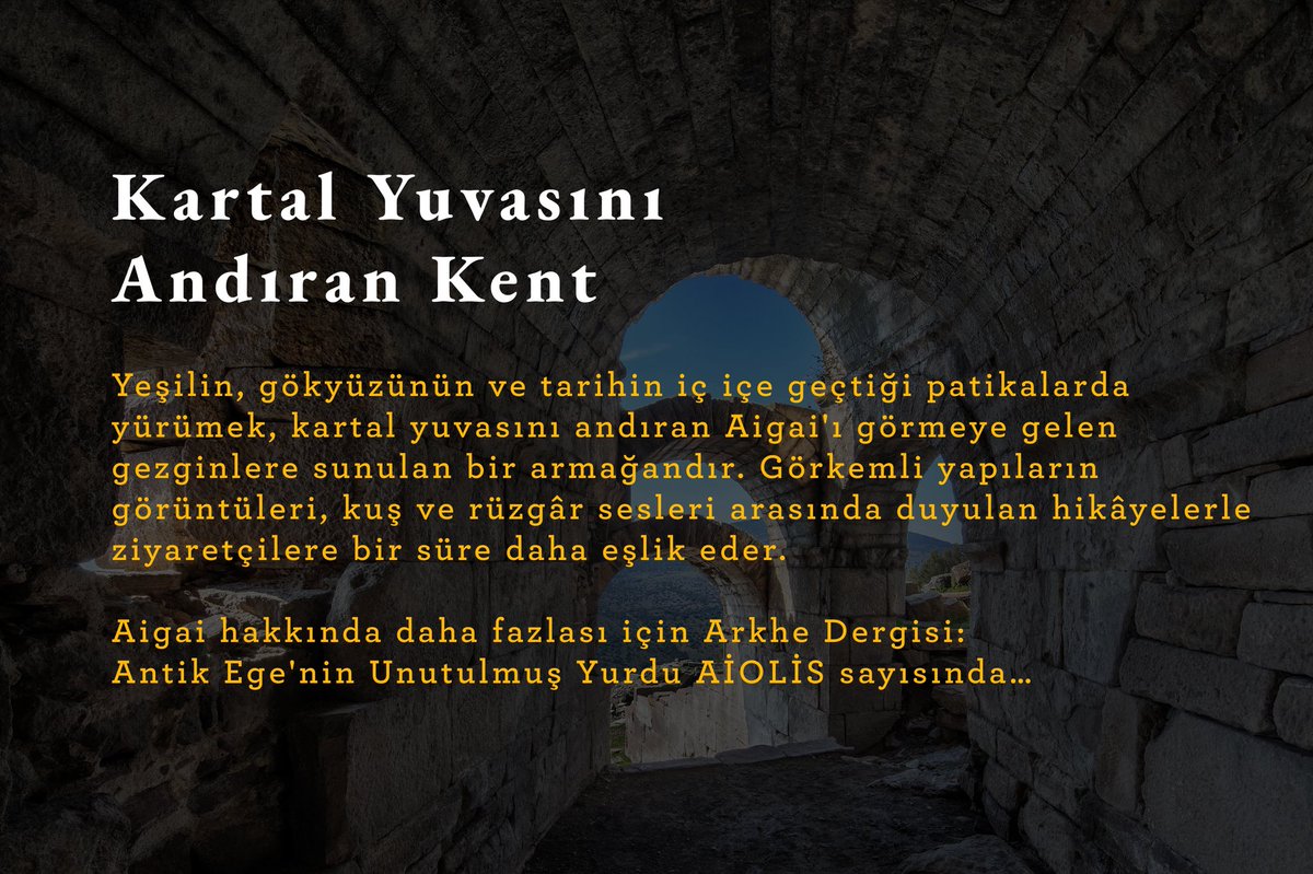 ArkheDergisi's tweet photo. neredeyse bütünüyle günümüze ulaşmıştır.

📌Kartal Yuvasını Andıran Kent
Yeşilin, gökyüzünün ve tarihin iç içe geçtiği patikalarda yürümek, kartal yuvasını andıran Aigai'ı görmeye gelen gezginlere sunulan bir armağandır. Görkemli yapıların görüntüleri, kuş ve rüzgâr sesleri+++ https://t.co/3qM1pNf3j1