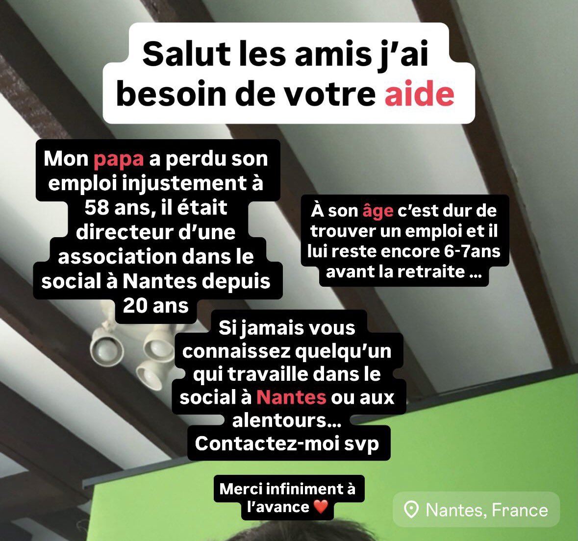 br10ytb's tweet photo. Besoin d’aide pour mon papa

Si jamais vous avez des contacts sur Nantes ou aux alentours je vous en serai infiniment reconnaissant ❤️ https://t.co/iaZ6EwB2o1