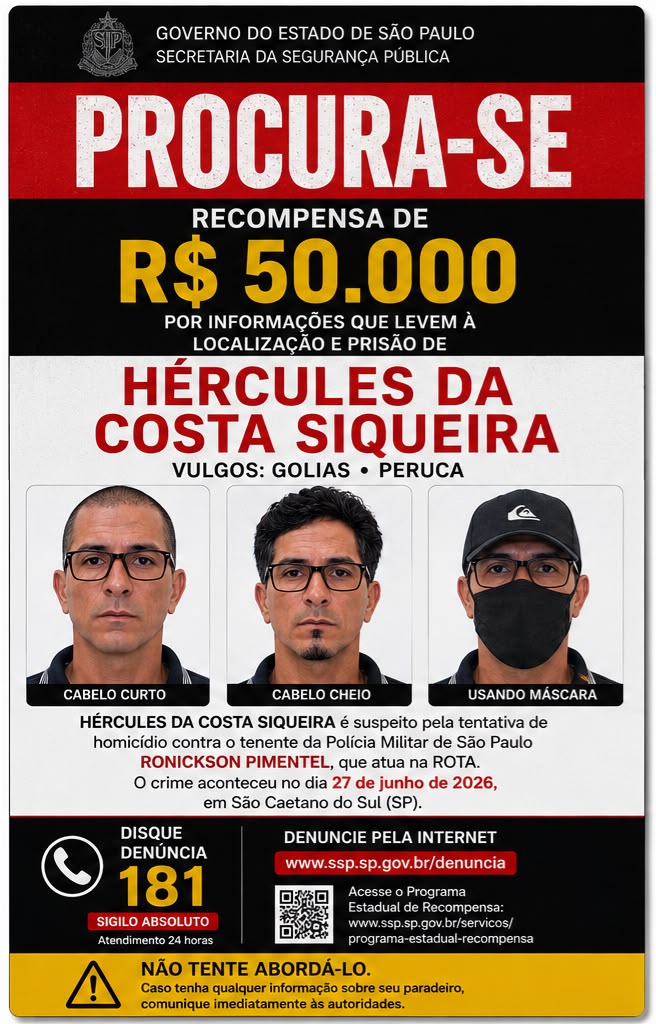 PMESP's tweet photo. A Polícia Militar do Estado de São Paulo solicita a colaboração da população com informações que auxiliem na localização de Hércules da Costa Siqueira.

🚨 Informações pelo Disque Denúncia 181. https://t.co/6fuEAXUND3