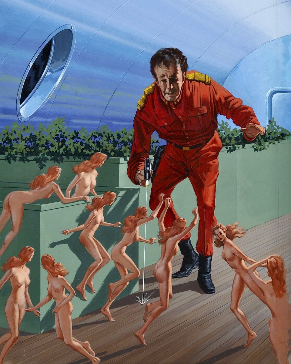 HeavyMetalInk's tweet photo. Henry Richard van Dongen (1920–2010) was a prominent American illustrator who left an indelible mark on the classic science fiction aesthetic during the 1950s and 1960s. https://t.co/PuMOQCY7di