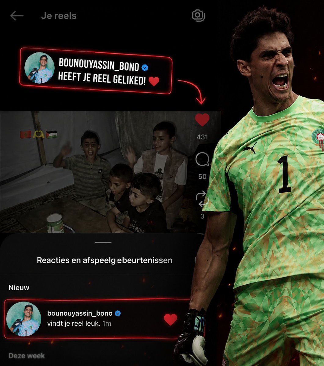 11LionsNL's tweet photo. 🇲🇦 Yassine Bounou! Saw on our page the video of the four little boys in Gaza watching the match on their phone and celebrating Morocco's victory over Canada. 🇵🇸📱⚽ It was a beautiful and emotional moment. Football truly brings people together. ❤️🤲 https://t.co/hOm3LHLOUK
