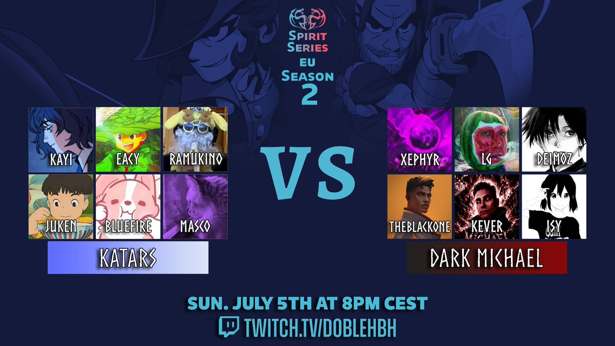 _SpiritRealm_'s tweet photo. To end off the Round 1 battles,

⚔️Katars vs Dark Michael

Stop by @doblehBh 's stream later today at 8pm CEST for the battle! Which team is going to take the victory?
#Brawlhalla #BrawlhallaCommunity https://t.co/dBKOMnxFCs