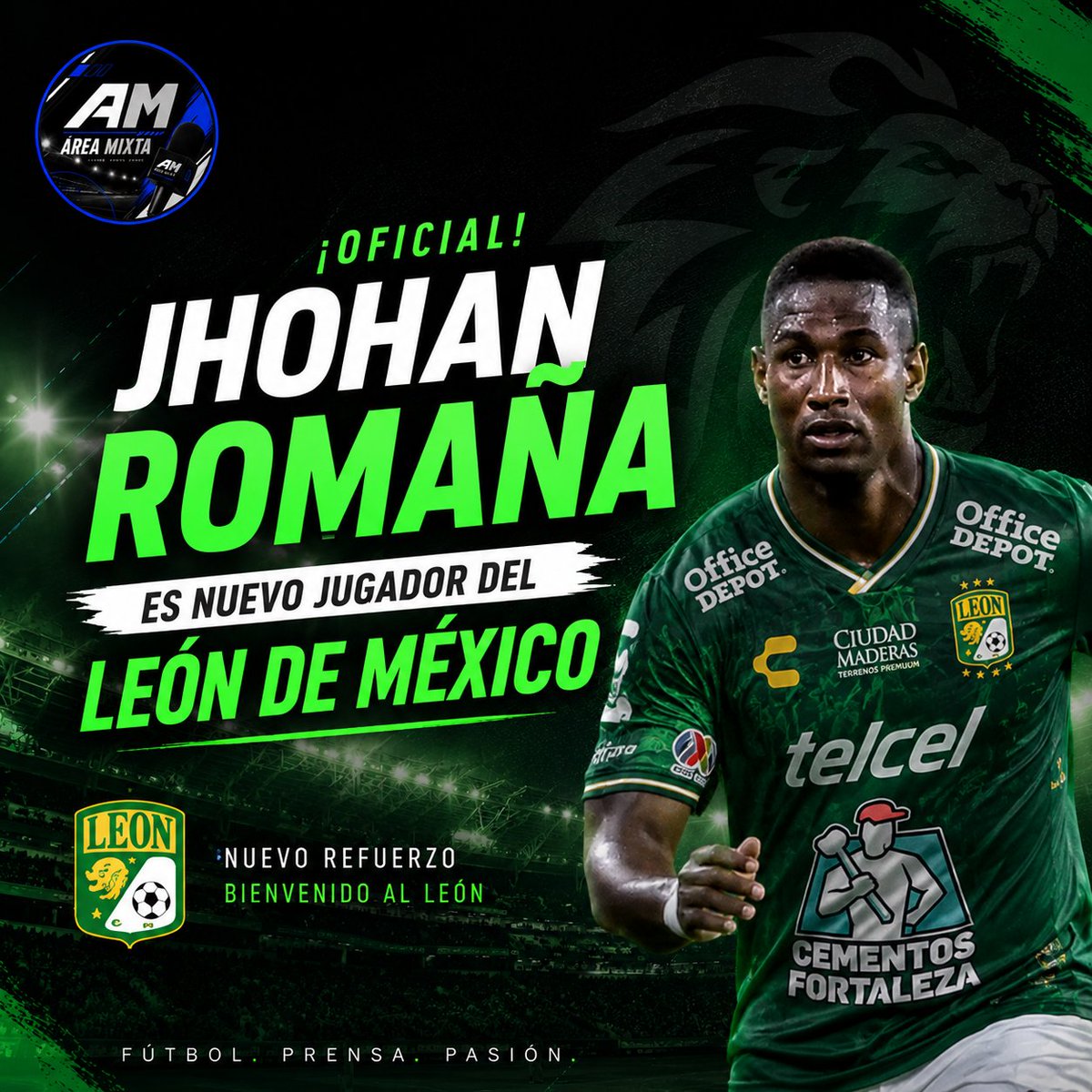 AMFUTBOLARG's tweet photo. 🚨 OFICIAL: Jhohan Romaña es nuevo jugador del Club León.

El mercado de pases suma otro movimiento de impacto. Jhohan Romaña fue presentado como nuevo refuerzo del Club León de México, poniendo fin a su etapa en San Lorenzo y comenzando un nuevo desafío en la Liga MX. La operación también cierra cualquier posibilidad de que el defensor colombiano llegara a Boca, club que había seguido de cerca su situación en las últimas semanas.

Con 27 años, Romaña llega tras consolidarse como uno de los zagueros más destacados del fútbol argentino. Desde su arribo a San Lorenzo en 2024 disputó más de 100 partidos oficiales, destacándose por su fortaleza física, el juego aéreo, la firmeza en la marca y su liderazgo en la última línea. Su gran rendimiento despertó el interés de varios equipos, pero finalmente fue León quien logró quedarse con su ficha.

Formado en Independiente Medellín, el defensor colombiano también pasó por Guaraní de Paraguay, Austin FC de la MLS y Olimpia, acumulando experiencia internacional antes de convertirse en una de las figuras del "Ciclón". Ahora afrontará el desafío de defender los colores de "La Fiera" en el fútbol mexicano.

🦁 León apuesta por jerarquía y experiencia para reforzar su defensa, incorporando a un futbolista que llega en uno de los mejores momentos de su carrera.

💬 ¿Qué te parece este fichaje? ¿Creés que Romaña será una de las figuras del Club León?

#JhohanRomaña #ClubLeón #León #LigaMX #MercadoDePases #SanLorenzo #FútbolArgentino #FútbolMexicano #ÁreaMixta