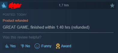 Zoroarts's tweet photo. This should not be possible @Steam 

Would be cool if you could finally do something about your refund policy... Got dozens of reviews like that and 21% refund rate even though the Reviews are 90% very positive...

Thats over 55,000 Refunds btw... https://t.co/fSiuHjGRnD