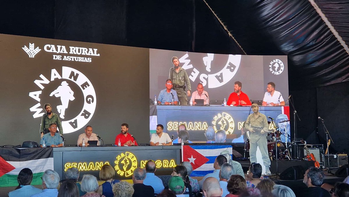 AnibalGarzon's tweet photo. En la Semana Negra de Gijón (Asturias) escuchando al diputado cubano Elián González y al Doctor Fidel Castro @FACSmirnov sobre la soberanía de Cuba y contra el bloqueo norteamericano. https://t.co/LNCnijxWD6