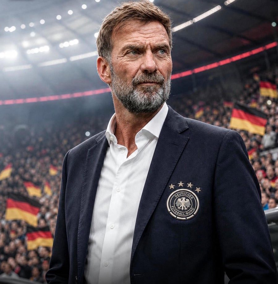 ZwebackHD's tweet photo. Supporting Germany has resulted in me crying for almost a decade. Those were tears of pain. Today I woke up and saw that Klopp said yes and I cried again but these were tears of hope. Hope that no manager ever calls up Sane ever again. EURO 2028 watch out, Germany is BACK!! 🇩🇪🙏 https://t.co/oYXBxjZYMC