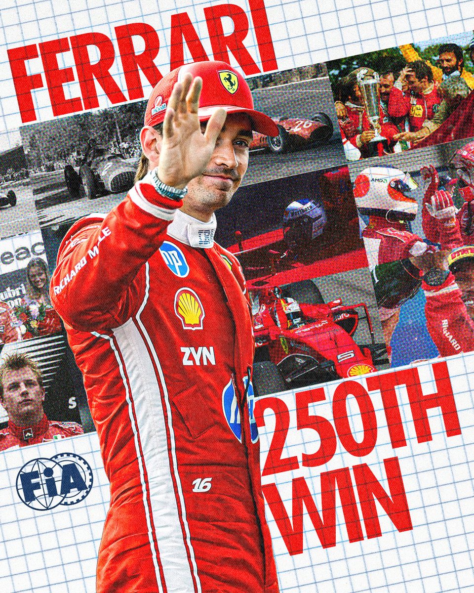 fia's tweet photo. 250th win in FIA Formula One World Championship for @ScuderiaFerrari 👏

#FIA #F1 #BritishGP https://t.co/ng113NQkoX