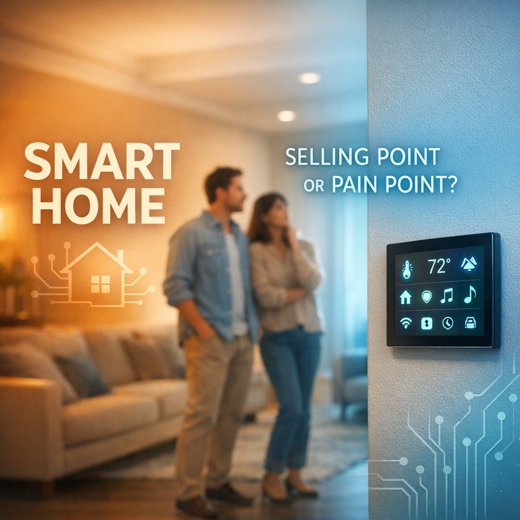 MBriggsRealtor's tweet photo. Smart home features can add serious value when selling. but here's the debate: would you actually want a fully automated home, or does all that tech feel like a headache waiting to happen? 🏠💡 Drop your take below! https://t.co/HUMOXSnxf8
