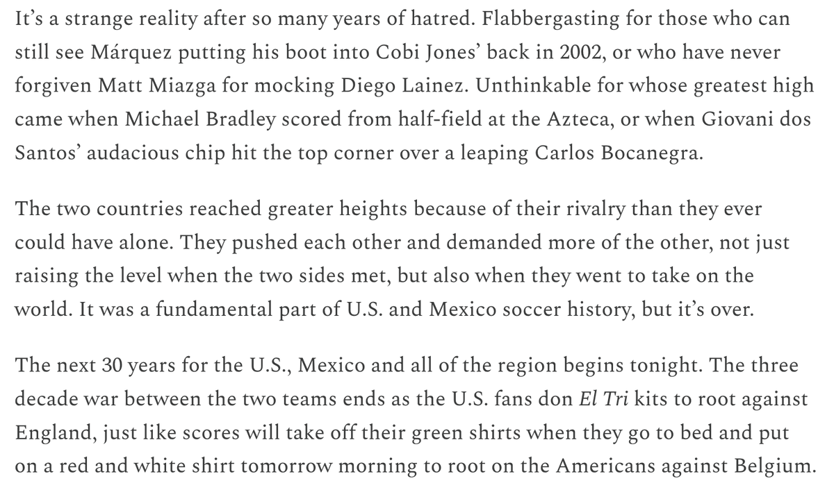 RyanRosenblatt's tweet photo. The USMNT and Mexico have been defined by their rivalry and each other for 30 years, but that is over.

The USMNT/Mexico rivalry is dead and a new era begins tonight. (link in thread) https://t.co/dcS7hTiwHR