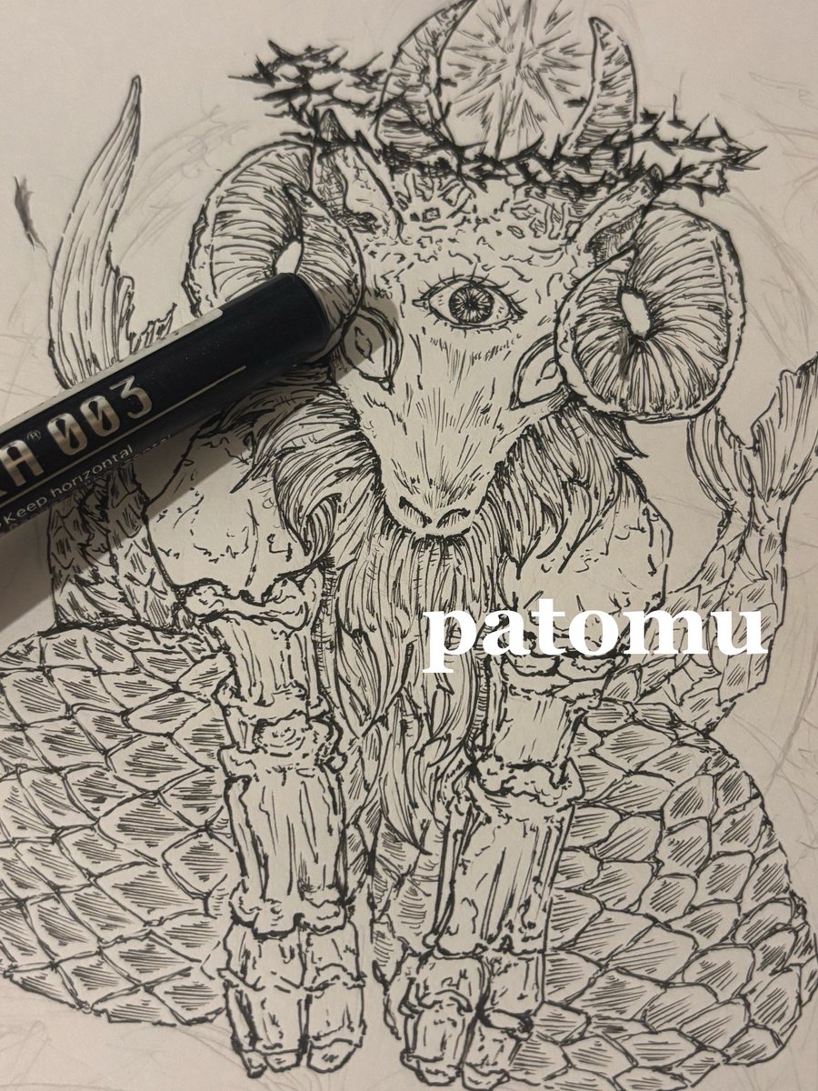 Patomux_x's tweet photo. こんな時間ですが、新作準備始めました。

布印刷の予定なので、細線での描き込みは控えるつもりが手癖でつい… https://t.co/Wdfdl8LegN