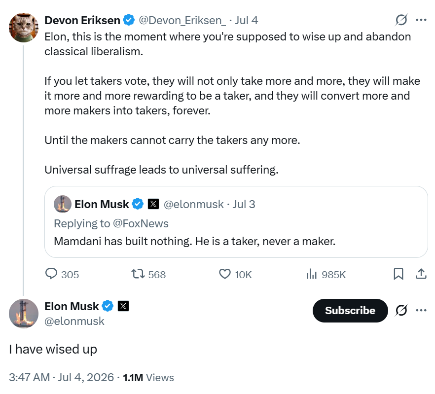 JeremiahDJohns's tweet photo. One of the most important media companies in the world is run by a guy who's openly anti-democracy and pro-authoritarianism.

I could make a joke or something but man, it's just really, really bad this is where we are. https://t.co/35VZJnfsbm
