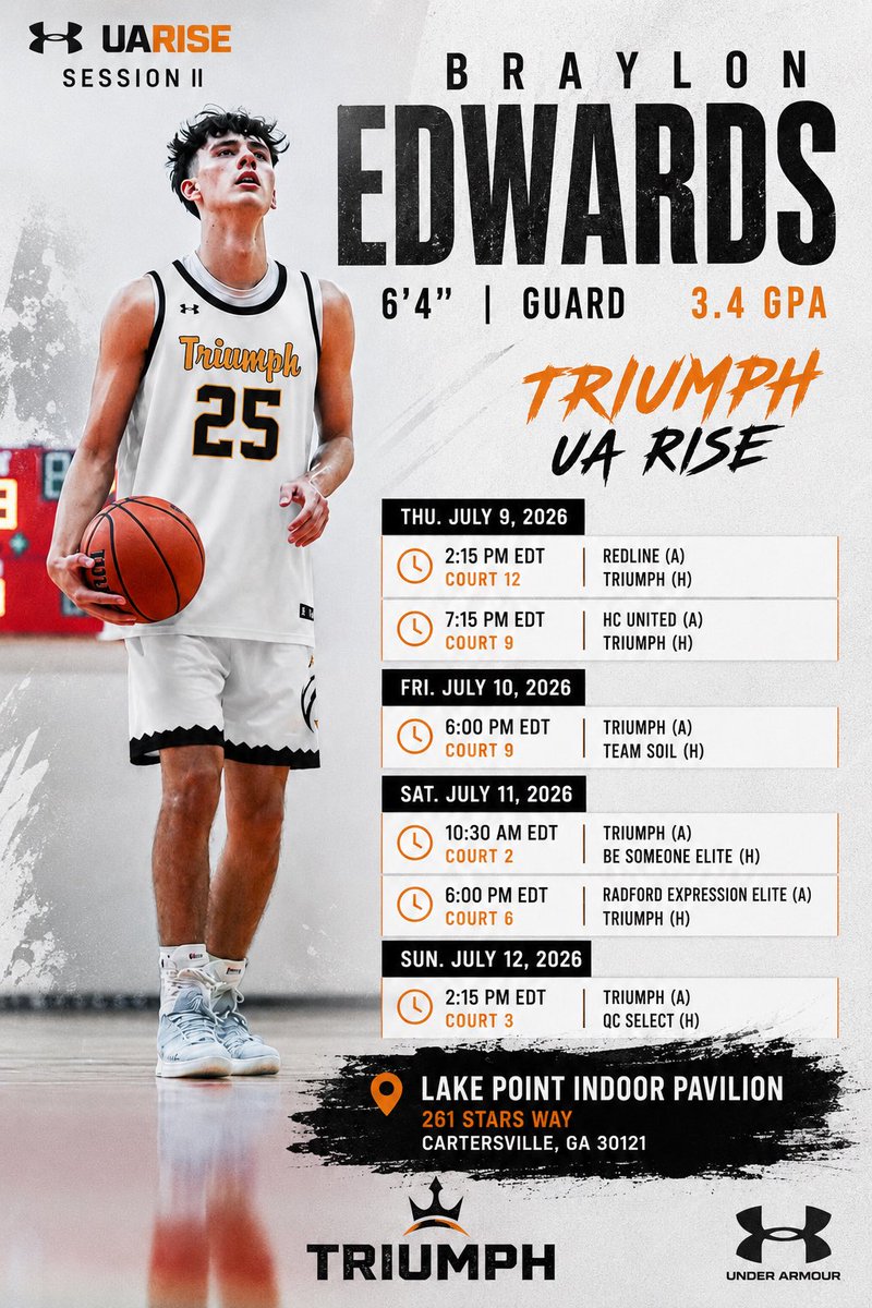 Bray_Edwards09's tweet photo. Coaches,  here is my schedule for the UA session this week at Lake Point Pavilion in Cartersville, GA https://t.co/bIgARXJz6v