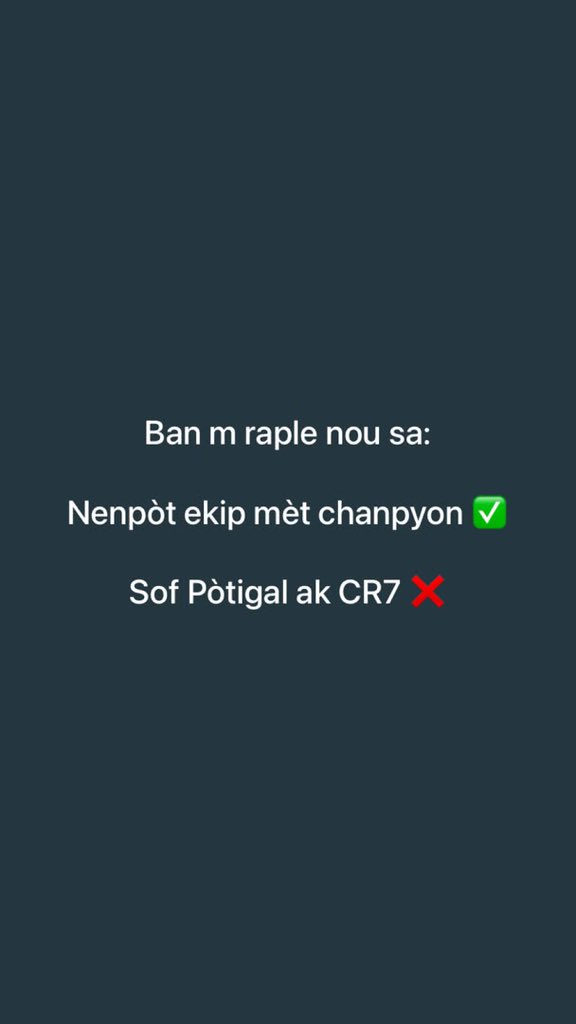 EricksonSUPRIEN's tweet photo. Si se Ajantin ki pou elimine pou sa fèt, li mèt elimine 🔥
«#Mbappé #pòtigal #ajantin https://t.co/lRkOGNfjEs