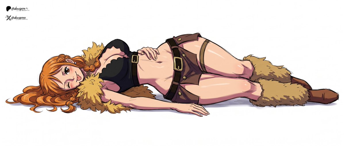Dewspiree's tweet photo. Nami Lying all pretty https://t.co/THAncUvoIE