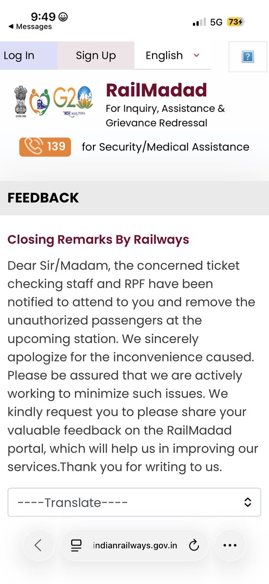 Rishikesh_Ara's tweet photo. See the action by railways. No action taken but complaint closed. https://t.co/DTzIkBhPng