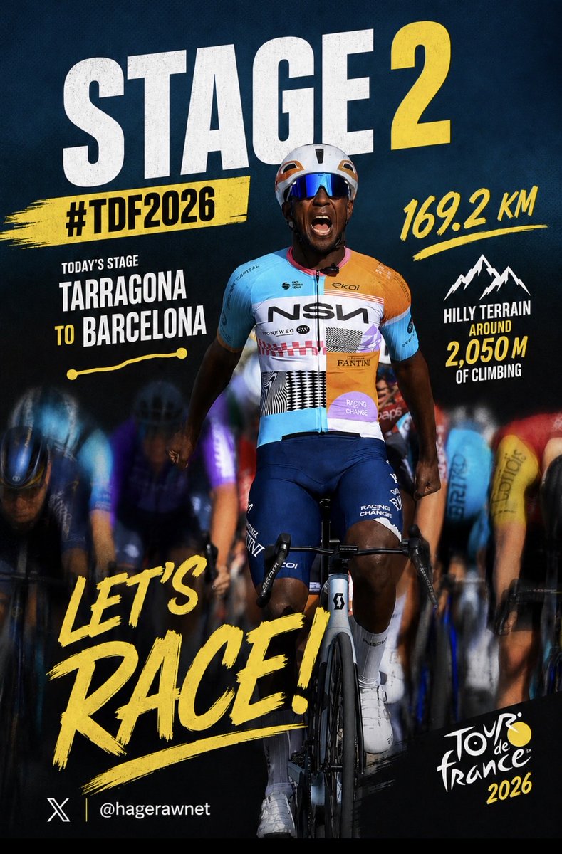 michael_teclai's tweet photo. 🇪🇷 @GrmayeBiniam  crashed early but fought back to sprint 4th at the intermediate sprint,  grabbing 14 pts on Stage 2 of @LeTour — showing he's ready for the green  jersey in the upcoming flat stages. Kudos BINI! 

He now sits 10th in the green jersey classification. @weare_NSN https://t.co/0v4Lr7P4XZ