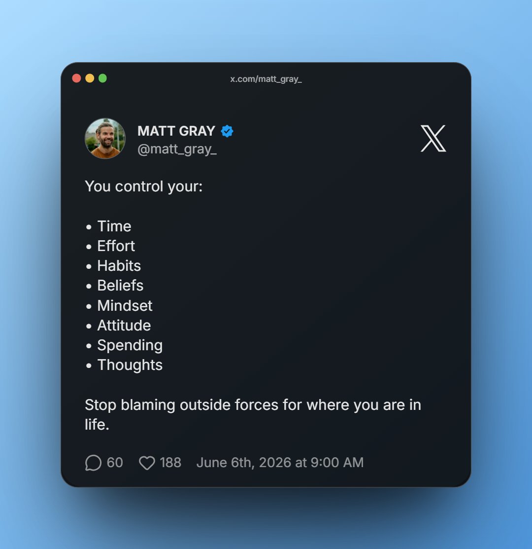 LimonWritesX's tweet photo. Nobody's coming to fix your habits, your spending, or your mindset. 
That list is 100% yours. https://t.co/aKgOA9eSRJ