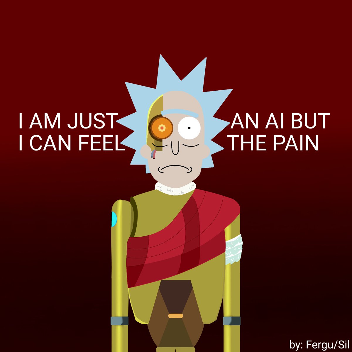 abatukub's tweet photo. My teacher told me to draw something about ai so I draw rickbot and about to show her this tomorrow https://t.co/5obBiSYVmw