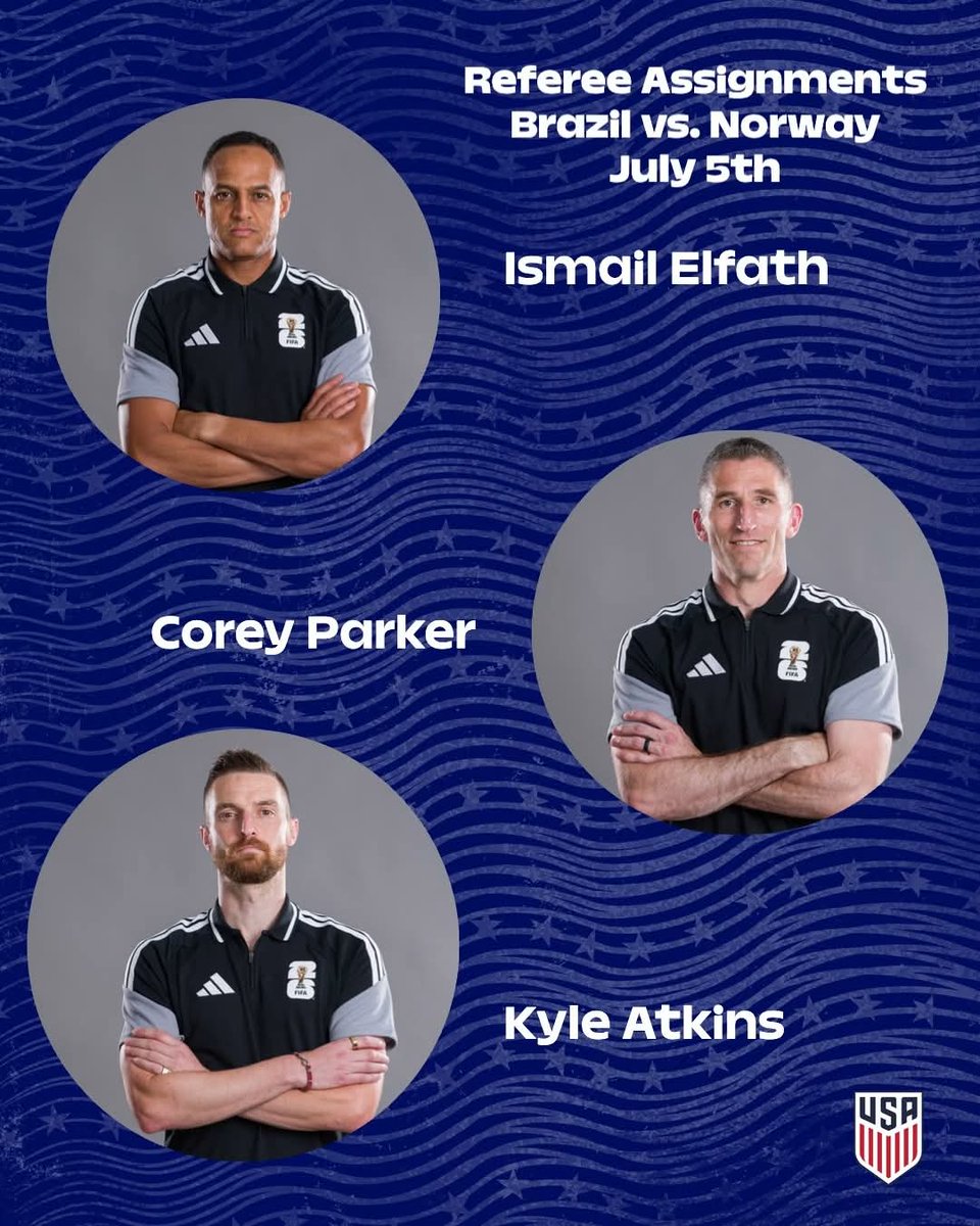 MASLarena's tweet photo. Congratulations to MASL referee Kyle Atkins, who will be on the crew for today's Round of 16 Game between Brazil and Norway!

@ussoccer 

#MASL https://t.co/NmvevZOjHY