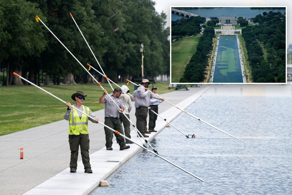 nypost's tweet photo. Trump admin will use same company to repair Reflecting Pool's damaged liner, Burgum says: 'Did a fantastic job' https://t.co/ydXKMJGl42 https://t.co/VHiaX2EjIE
