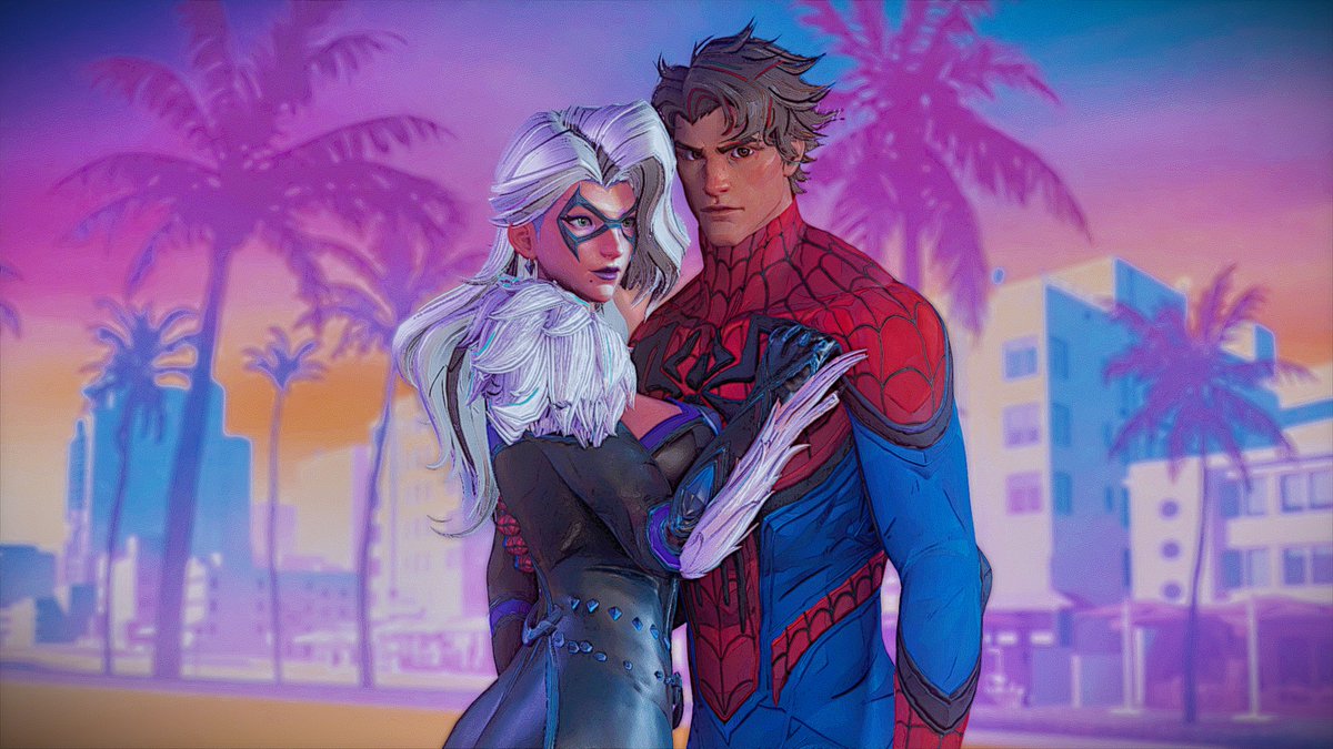 GeekGump's tweet photo. And here's one with Black Cat 😎❤️‍🔥

#MarvelRivals #MarvelRivalsFanArt #BlackCat #SpiderMan #SpiderCat #3DArt #FanArt https://t.co/8Gc67STvZP