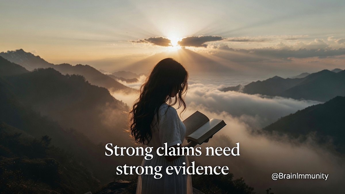 BrainImmunity's tweet photo. Strong claims need strong evidence. 
Correlation isn’t causation. 
When everyone agrees, get curious — not comfortable.

Real thinking isn’t about being right. 
It’s about holding ideas loosely enough to let them go when better ones come. https://t.co/3kRQwmXhFz