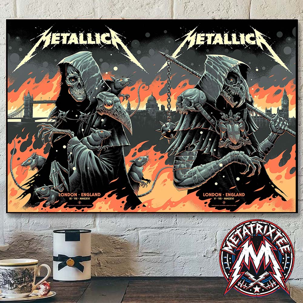 metatrixtee's tweet photo. Metallica took over London Stadium for the M72 tour in July 2026! 🤘 Relive the intensity of those two nights with our exclusive show collection. From wall art to apparel, we've got you covered. Check out the thread below for the full lineup! 👇 #Metallica #M72London https://t.co/dfpBaj2uyE