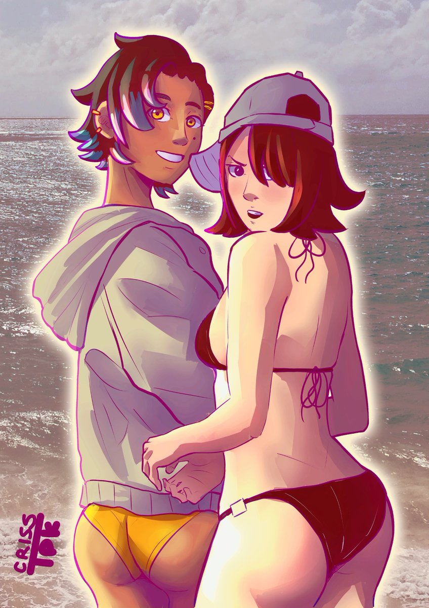 crisstpk's tweet photo. Mi primera vez en un #artfight y que mejor que con temática de verano, gracias a @RizzoliCharms  y a @vgfmak por sus personajes de Evelyn y Rin fue muy divertido dibujarlas

#beach #bikini #fanart #tomboy https://t.co/Y3Esdg2vhx