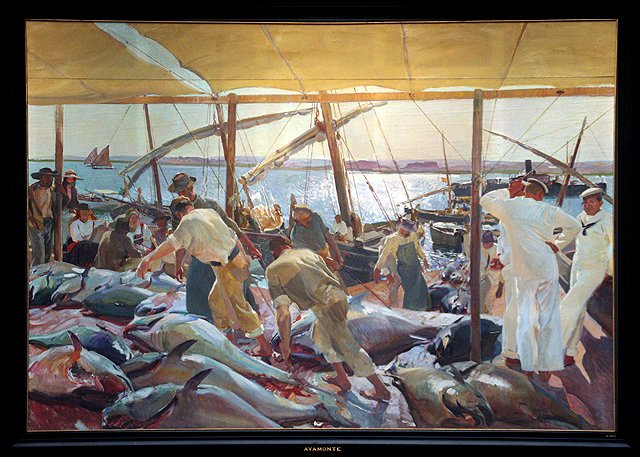 JGMaiquez's tweet photo. En 1919 Sorolla se traslada a Ayamonte para pintar la Pesca del atún, dando fin al programa de la Hispanic de Huntington. Se hospedó en casa del abuelo del poeta, editor y amigo Abel Feu. Les regaló 2 cuadritos. Uno es el famoso de la basura. Qué hermosa y divertida es la vida. https://t.co/6DWbAuGBBE