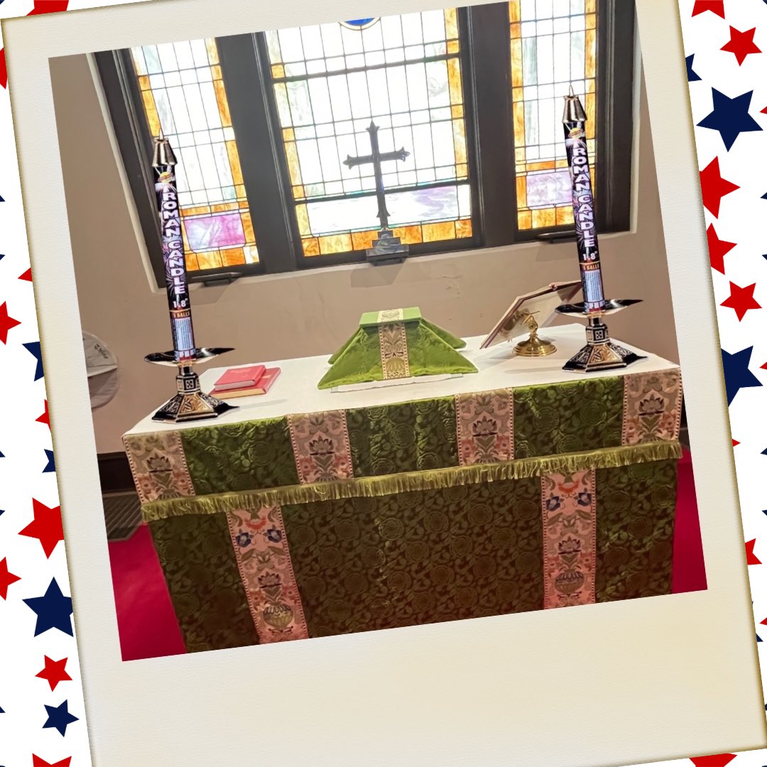 StMarksPville's tweet photo. Leave it to the Altar Guild… they never do anything halfway!

As Independence Day weekend comes to a close, hoping this gave you a smile. Wishing everyone a safe journey home and a blessed week ahead. #ComeAndSee https://t.co/HRH2QZsJVv
