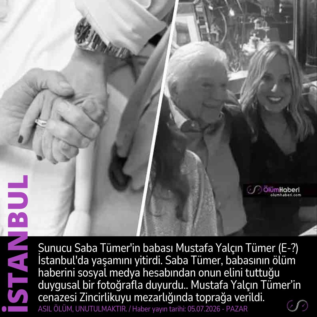 OlumHaberi's tweet photo. Sunucu Saba Tümer’in babası Mustafa Yalçın Tümer (E-?) İstanbul’da yaşamını yitirdi.
https://t.co/q2ChXz6huA
#Sunucu #SabaTumer #YalcınTumer #İstanbul #vefat #cenaze https://t.co/78aKp5sbow