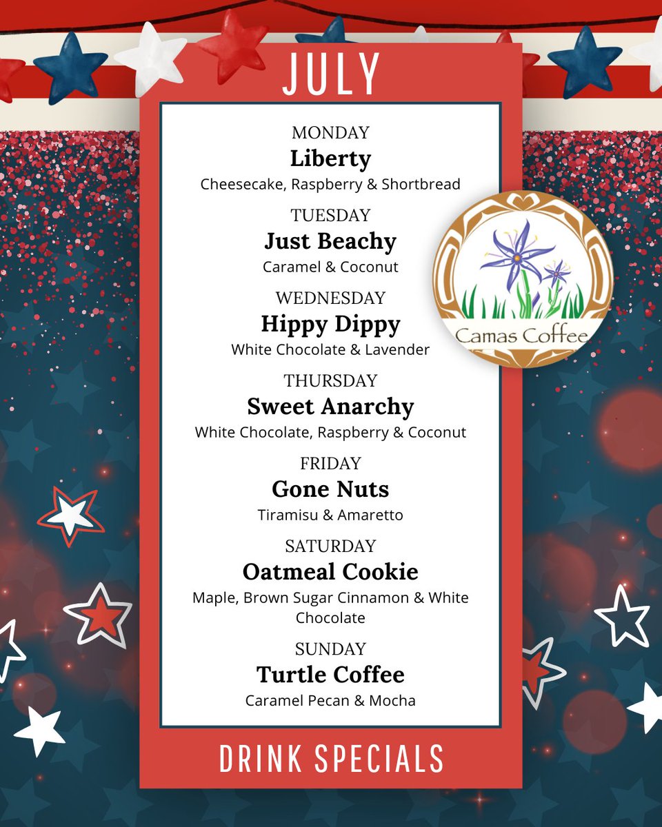 NisquallyMrkts's tweet photo. July specials are here at Camas Coffee and NM Express! Enjoy iced favorites, hot drinks, energy options, and bites. Use your Go! Nisqually Markets app to earn free drinks. July’s looking good! 😎 #CamasCoffee #NMExpress #GoNisquallyMarkets #CoffeeLovers #FuelYourFun https://t.co/DvgTnW8gJI