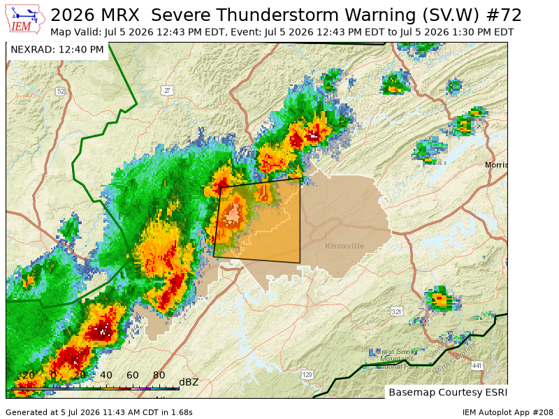 ETSKYWARN's tweet photo. MRX issues Severe Thunderstorm Warning [wind: 60 MPH (RADAR INDICATED), hail: 0.75 IN (RADAR INDICATED)] for Anderson, Knox, Roane [TN] till 1:30 PM EDT https://t.co/qPd2dfv8o5 https://t.co/phxWG7pWeJ