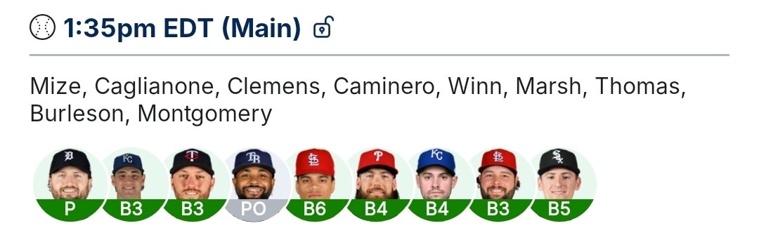 all4adfcaf's tweet photo. FD mlb main slate lineup....kinda ugly slate...lets see what happens https://t.co/i1GaSfPchP