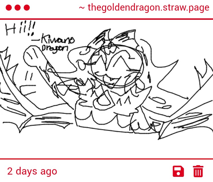 Ananascrob's tweet photo. More gimmicks for my followers to indulge:

1. What?

2. My claws are not paws, but the drawing itself is...adorable. Another to my collection.

3. How magnificent! What a charming drawing. Another added to the wall.

4. Greetings, Kiwano Dragon. https://t.co/F00F9T0EEf