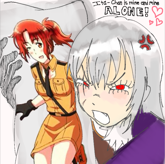 ukeprussia's tweet photo. I JUST MADE SOME BULLSHITTT (why she tryna act like yamazaki😂)
#pruita #hetatwt #nyotalia
don't ask me to draw nyo italy https://t.co/rUqanjTz7R