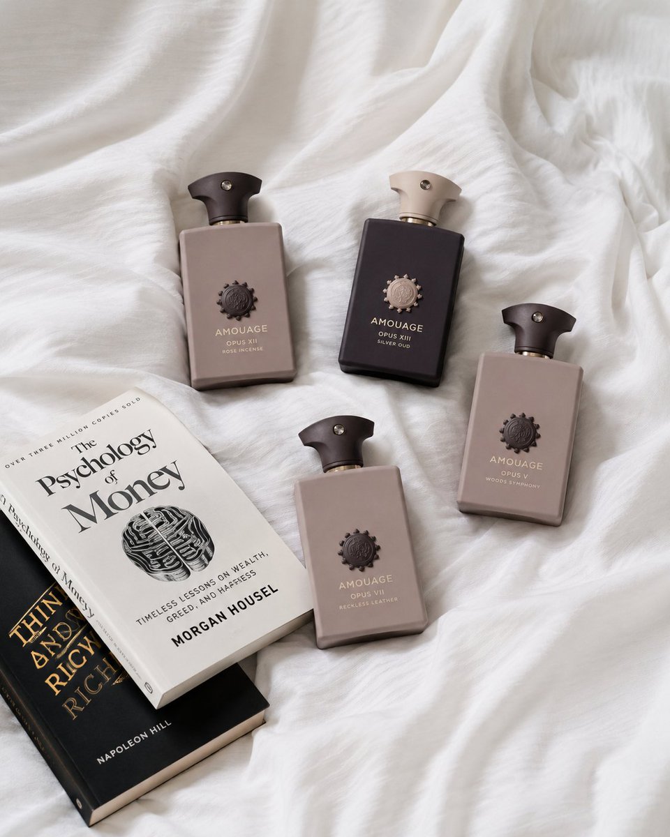 perfumemonk's tweet photo. 🔥 5 AMOUAGE OPUS MASTERPIECES

Not Just Perfumes... These Are Wearable Works of Art.

💎 The Soul That Connects All Five (Base DNA)

All five fragrances are built on Amouage's unmistakable foundation of luxurious resins, precious woods, incense, amber, musk and creamy balsamic materials. Their dry-down is never loud for the sake of being loud—it is rich, elegant and incredibly long-lasting. Every hour reveals a new layer, creating fragrances that feel alive rather than linear. These are perfumes that age beautifully on skin, leaving behind a refined, expensive trail that announces quality without saying a word.

🧲 Why These Are Magnets

✨ They don't smell like perfume—they smell like luxury, confidence and unforgettable memories.

✨ Every wearing feels like a signature. People may forget your face, but they'll remember how these fragrances made them feel.

🌹 AMOUAGE OPUS XI – ROSE INCENSE

Rose Incense is elegance wrapped in sacred smoke. It begins with sparkling spices before an opulent rose blooms at the center. This is not a sweet romantic rose—it is mature, mysterious and dressed in church incense. As hours pass, creamy woods and warm amber soften the composition while frankincense continues glowing beneath the surface. The fragrance constantly shifts between floral beauty and smoky spirituality. Sophisticated without being old-fashioned, luxurious without trying too hard, it creates one of the most refined rose-incense experiences in modern perfumery.

✦ Notes

Opening: Pink Pepper, Cardamom and Bergamot create an airy spicy freshness.

Heart: Rich Rose, Frankincense and Geranium produce a velvety floral heart filled with sacred smoke.

Dry Down: Cedarwood, Amber, Musk and creamy woods leave a luxurious, comforting trail.

⚡ Performance

• Longevity: 12–15 Hours
• Projection: Strong (3-4 Hours)
• Sillage: Excellent
• Compliment Factor: 9.5/10
• Best Season: Autumn & Winter
• Signature Worthy: ★★★★★

🩶 AMOUAGE OPUS XIII – SILVER OUD

Silver Oud is power without aggression. The opening feels cool, metallic and mysterious before an incredibly refined oud begins taking control. Unlike barnyard oud, this one is polished, luxurious and majestic. Patchouli and smoky woods add depth while ambergris gives extraordinary diffusion. As it settles, creamy sandalwood smooths every rough edge, creating a fragrance that feels regal from start to finish. Every spray projects wealth, confidence and timeless masculinity without becoming overwhelming.
✦ Notes
Opening: Bergamot, Violet Leaf and Artemisia provide cool aromatic brightness.
Heart: Refined Oud, Patchouli, Cypriol and Orris create smoky sophistication.
Dry Down: Sandalwood, Ambergris, Leather and Musk become creamy, luxurious and endlessly elegant.
⚡ Performance

• Longevity: 15–18 Hours
• Projection: Very Strong
• Sillage: Beast Mode
• Compliment Factor: 10/10
• Best Season: Cold Weather
• Signature Worthy: ★★★★★

🌲 AMOUAGE OPUS V – WOODS SYMPHONY

Woods Symphony is one of the smoothest woody fragrances ever composed. It opens fresh and refined before slowly revealing creamy cedar, sandalwood and elegant iris. Nothing feels sharp or rough—every material melts into the next like perfectly performed classical music. The fragrance remains clean, sophisticated and incredibly luxurious throughout its journey. The dry-down becomes silky, warm and comforting while maintaining excellent presence. This is understated luxury at its absolute finest.

✦ Notes

Opening: Cardamom, Pink Pepper and Elemi provide fresh aromatic sparkle.

Heart: Cedarwood, Orris, Vetiver and Patchouli deliver creamy woody elegance.

Dry Down: Sandalwood, Tonka Bean, Amber and Musk create a soft luxurious finish.

⚡ Performance

• Longevity: 10–14 Hours
• Projection: Strong
• Sillage: Excellent
• Compliment Factor: 9/10
• Best Season: All Year
• Signature Worthy: ★★★★★
🖤 AMOUAGE OPUS VII – RECKLESS LEATHER
Reckless Leather lives up to its name. The opening is spicy, smoky and immediately commanding. Thick leather quickly dominates the composition, surrounded by incense, dark woods and warm resins. The fragrance feels dangerous yet perfectly controlled. As hours pass, the leather becomes smoother and richer while amber and musk add warmth without reducing its intensity. Bold, luxurious and unforgettable, this is a fragrance for those who enjoy commanding attention through sophistication rather than noise.
✦ Notes
Opening: Pink Pepper, Cinnamon and Cardamom ignite the fragrance with spicy warmth.
Heart: Rich Leather, Frankincense, Orris and Cypriol create dark elegance.

Dry Down: Oud, Birch, Amber, Benzoin and Musk produce an addictive smoky leather trail.

⚡ Performance

• Longevity: 14–18 Hours
• Projection: Very Strong
• Sillage: Beast Mode
• Compliment Factor: 10/10
• Best Season: Autumn & Winter
• Signature Worthy: ★★★★★

🌅 AMOUAGE OPUS XIV – ENCORE DU TEMPS

Encore du Temps is poetic elegance bottled. It opens bright and luminous before evolving into a serene floral-woody composition that feels meditative rather than dramatic. Soft florals, refined woods and delicate musks blend seamlessly, creating effortless sophistication. The fragrance slowly transforms into a creamy amber-wood embrace that feels comforting yet luxurious. It never shouts—it whispers with confidence, making it one of the easiest Amouage masterpieces to wear daily while remaining completely unforgettable.

✦ Notes

Opening: Bright citrus, aromatic herbs and gentle spices create refined freshness.

Heart: Delicate florals, incense and smooth woods form a calm sophisticated core.

Dry Down: Creamy Amber, Sandalwood, Musk and soft resins leave an elegant skin scent with remarkable longevity.
⚡ Performance
• Longevity: 10–13 Hours
• Projection: Moderate to Strong
• Sillage: Excellent
• Compliment Factor: 9/10
• Best Season: Spring, Autumn & Evenings
• Signature Worthy: ★★★★★
👑 Final Verdict
These are not trend-driven fragrances. They are collector's perfumes, built with exceptional raw materials, artistic vision and outstanding craftsmanship. Every bottle offers complexity, evolution and world-class performance. If you're searching for fragrances that can genuinely become lifetime signatures, these five deserve a place among the finest creations Amouage has ever produced.