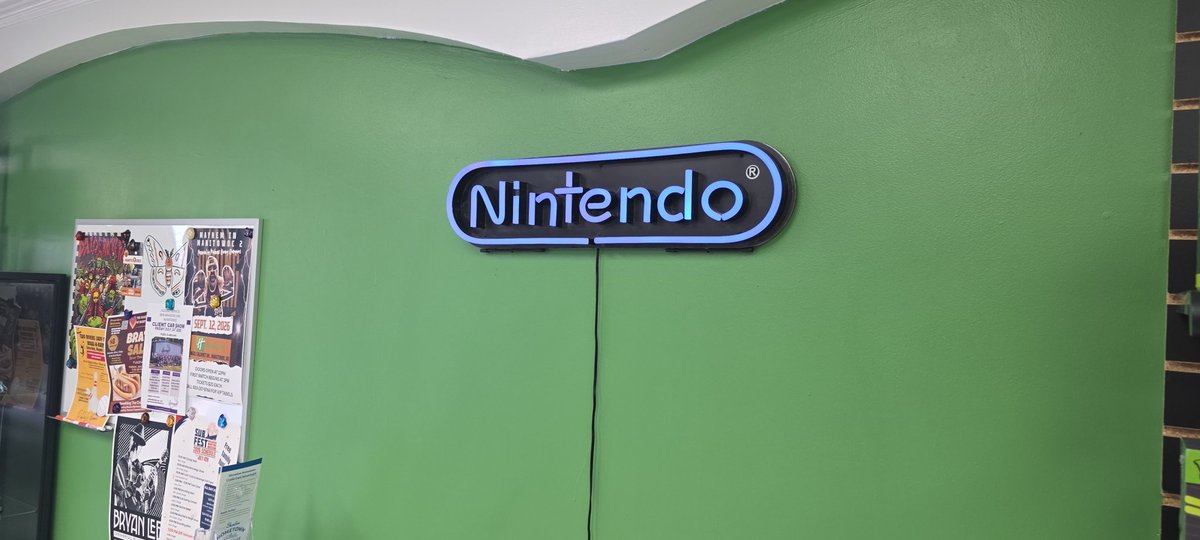BrushLickaNym's tweet photo. @GameTradeGregg As I turn on this sign for my Pokémon Pre-Release today I realize, I think this is the first thing I bought from you, alongside some old FF game guides. https://t.co/Nl2y1bo2as