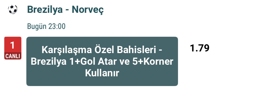 ZenithZoka's tweet photo. Cümletten Selamın Aleyküm dünden sonra bugünde devam …
Brezilya 🇧🇷 - Norveç 🇳🇴 maçı için ana tercihimiz sizlerle. 🖋️
Herkese bol şans dilerim. ✅
#bahis #analiz #kazanç #idda https://t.co/sEvlsp4scW