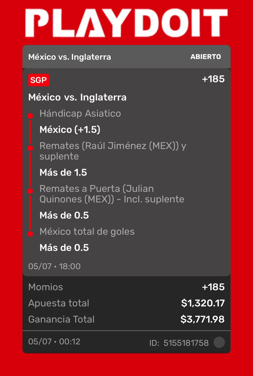MurakamiPICKS's tweet photo. PARA LOS QUE NO PUDIERON METER EL ULTIMO PASO LES TENGO ESTE PARLAY 

HOY TODOS VAMOS CON MEXICO!!
☘️🫵🏻💪

#mundialdefútbol2026 #Mexico https://t.co/NWNd9Ps0Jy