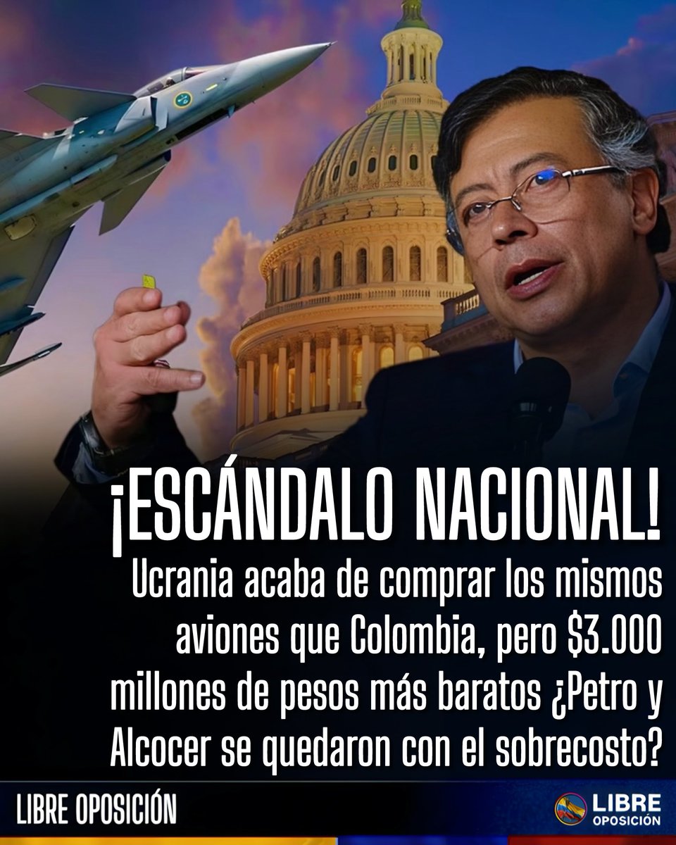 Libre_Oposicion's tweet photo. 🇨🇴🧐| ¡ESCÁNDALO NACIONAL! Ucrania acaba de comprar los mismos aviones que Colombia, pero $3.000 millones de pesos más baratos ¿Petro y Alcocer se quedaron con el sobrecosto? https://t.co/x6SEjR13Wx