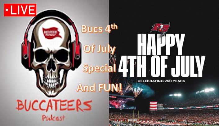 buccateers's tweet photo. 🌭 LIVE SHORTLY 🌭

⏰ 12:55 PM EASTERN TIME ⏰ 

4th of July weekend special 🎆

- Buc that will provide fireworks in 2026 💥 

- Buc you’d choose in a hot dog eating contest 🤔 

- &amp; MORE 🏈 

#WeAreTheKrewe 

📺 👇 

https://t.co/6CWsOQQl2u https://t.co/mlTfiJyLUO