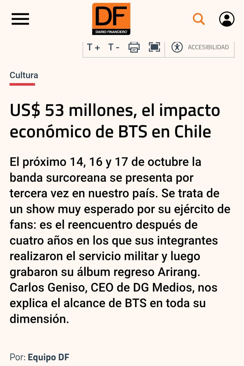 BTSXRADIOSCHILE's tweet photo. Cancelar las 3 fechas de BTS no es solo no realizar un concierto, también hay un impacto económico no menor. 

🔗Lee el siguiente artículo https://t.co/N3Yox9aasE

HASTA QUE BTS PISE EL NACIONAL ✊️

#BTSALNACIONAL 
#BTSENCHILE #BTSCHILE #QUEREMOSABTSENELNACIONAL https://t.co/klMlDYb3Ij