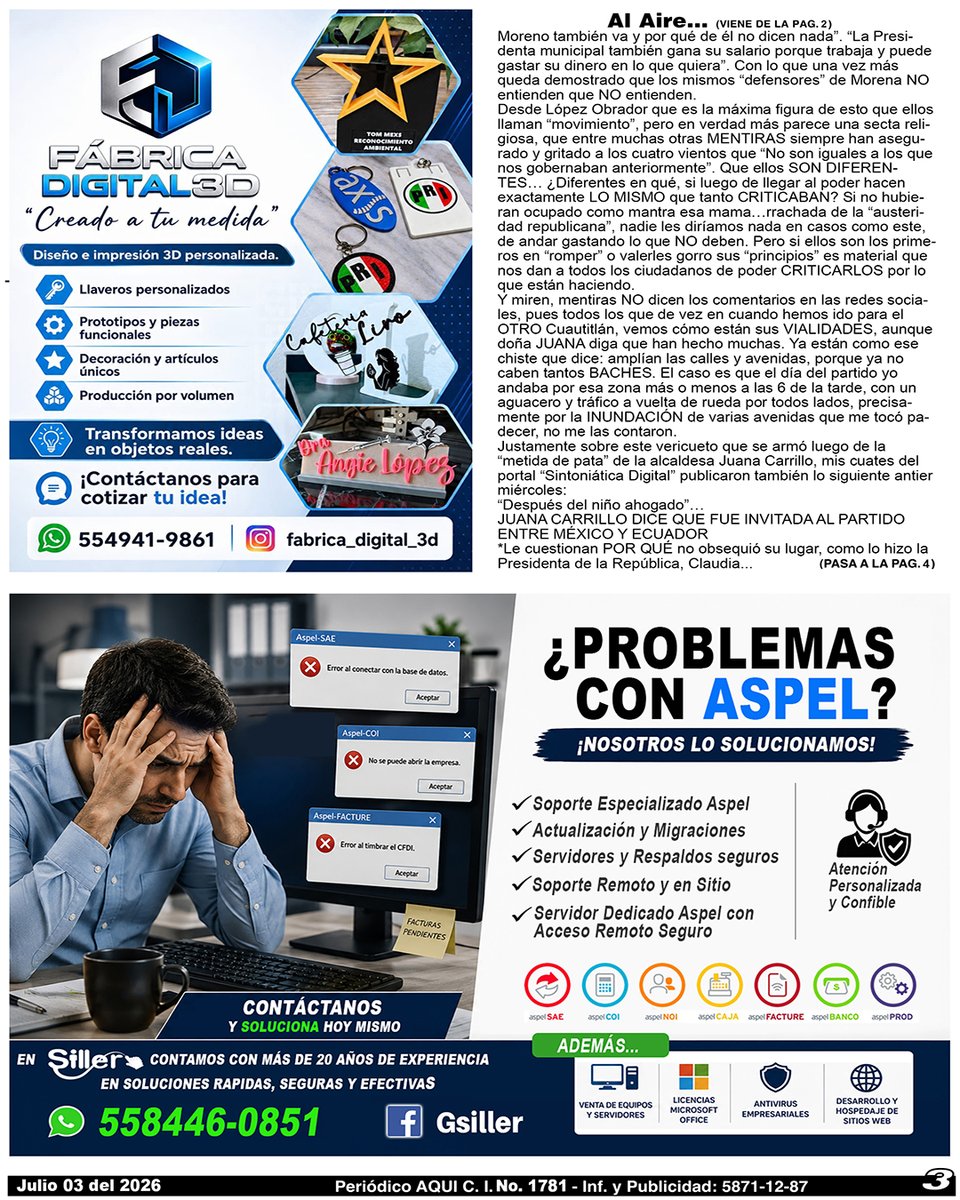 periodicoAQUI's tweet photo. #impresion3d #Aspel #OmarTapia #AQUICUAUTITLÁNIZCALLI
Compártelo, puede ser de utilidad para alguien.
Nuestra Edición Completa en:
https://t.co/nhsGHRaPrg https://t.co/xDoiQ41adV