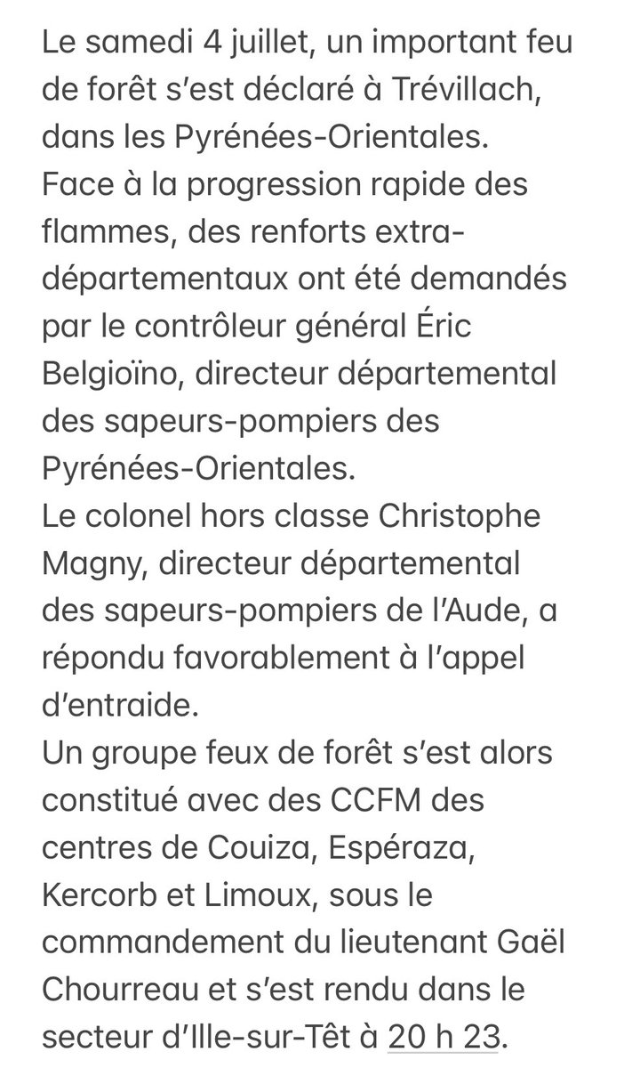 SDIS11OFFICIEL's tweet photo. Communiqué - Feu de Trévillach (66) https://t.co/FgpQZ7ea75