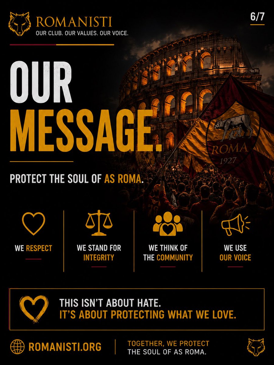 RomanistiDotOrg's tweet photo. 🔴🐺 https://t.co/kywBHjLdng is live.

Breaking AS Roma news, transfer updates, tactical analysis, match coverage, and everything that matters to the Giallorossi.
Follow us and join the conversation.

🌐 https://t.co/BIDz8XgES8

#ASRoma #Roma #ForzaRoma #SerieA #Calcio #Romanisti https://t.co/8h10fHx13Z